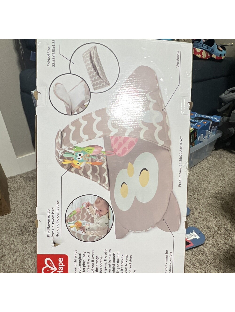 Hape Owl Baby Take Along Soft-Pad Baby Gym